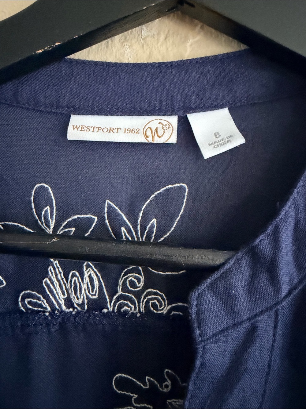 Navy Blue Floral Midi Dress with White Print - Picture 4 of 5